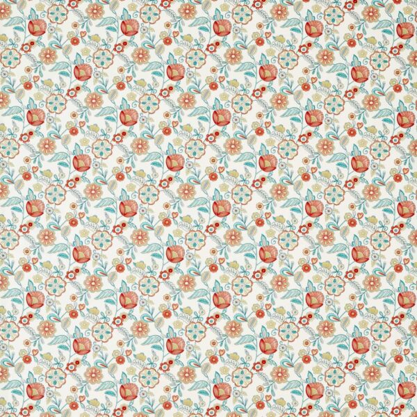 Camellia Fabric - Spice by orange botanical cotton fabric from Studio G