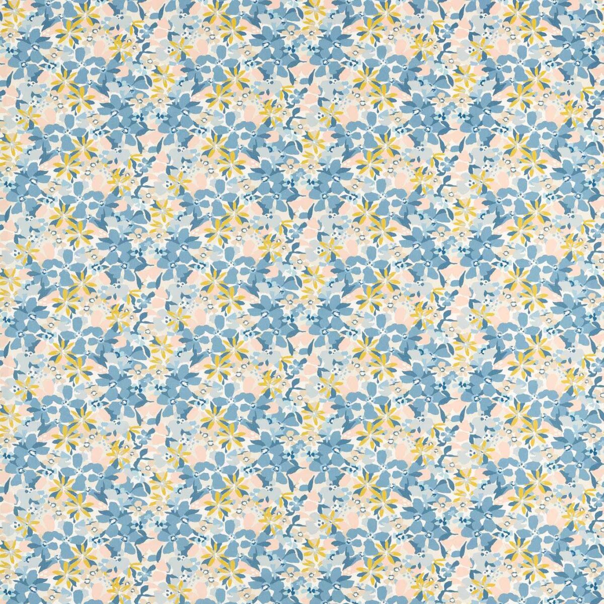 Clementine Fabric - Denim by blue botanical cotton fabric from Studio G