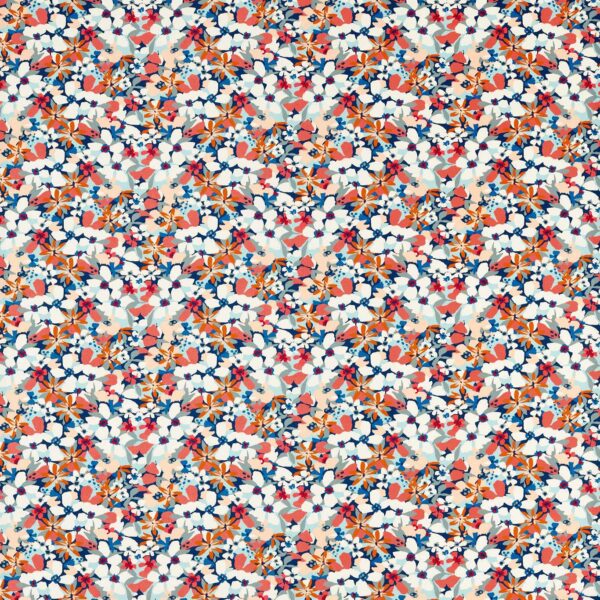 Clementine Fabric - Midnight / Spice by blue botanical cotton fabric from Studio G