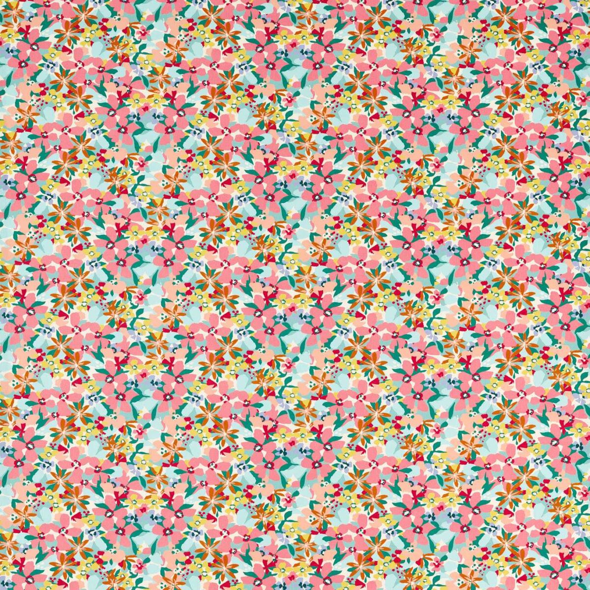 Clementine Fabric - Summer by pink botanical cotton fabric from Studio G