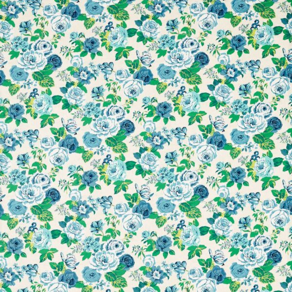 Genevieve Fabric - Cobalt by blue botanical cotton fabric from Studio G