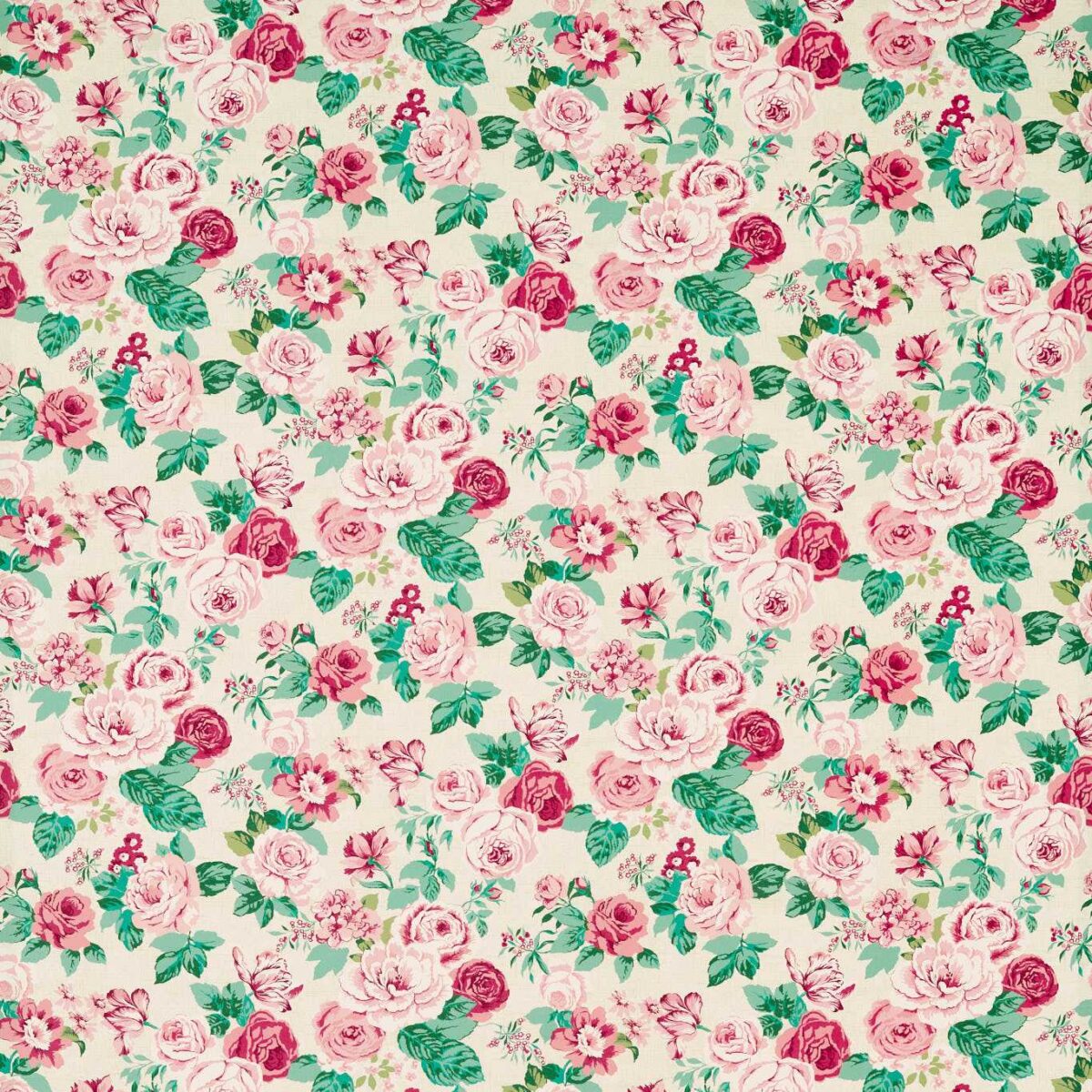 Genevieve Fabric - Rose by green botanical cotton fabric from Studio G