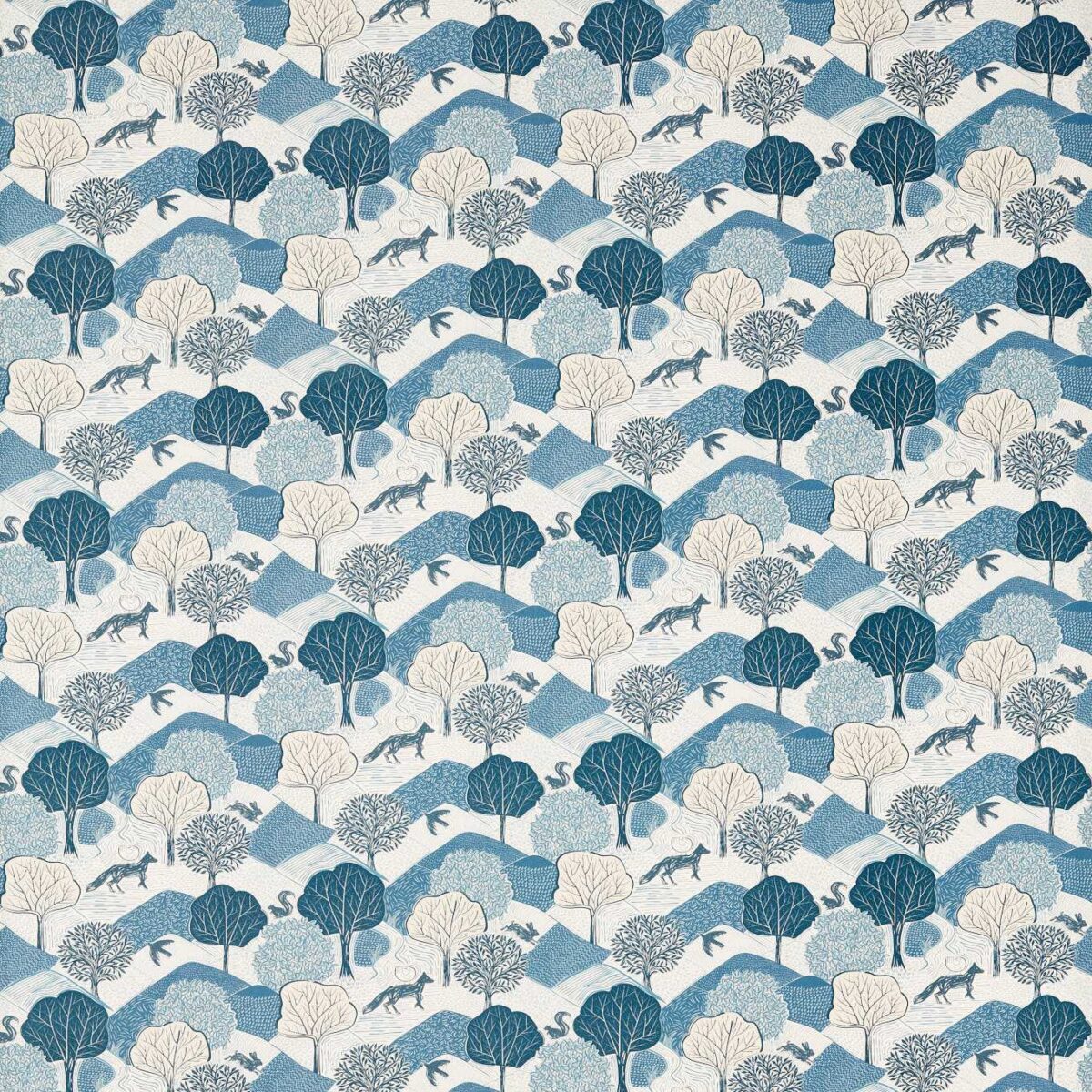 blue botanical cotton fabric from Studio G