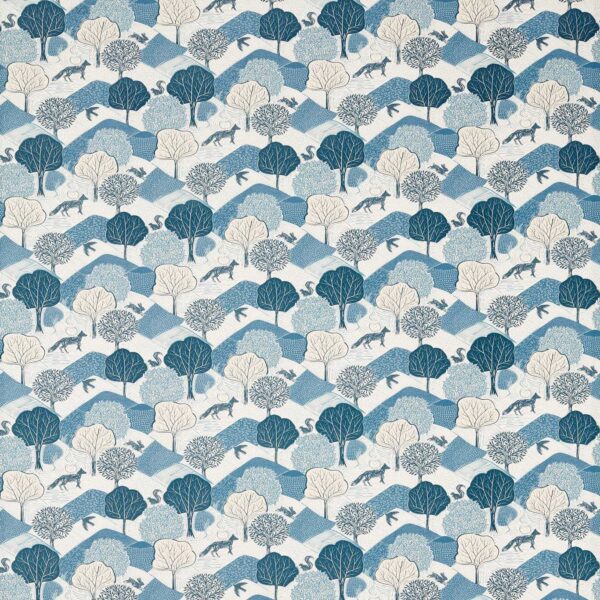 blue botanical cotton fabric from Studio G