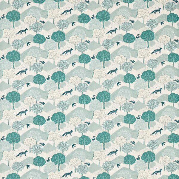 Kielder Fabric - Mineral by green botanical cotton fabric from Studio G