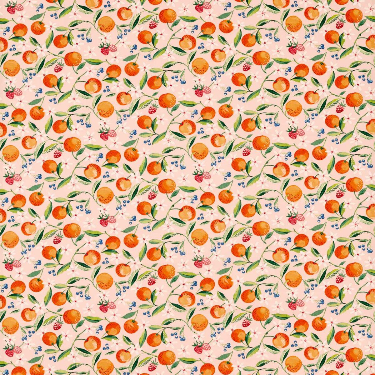 orange botanical cotton fabric from Studio G