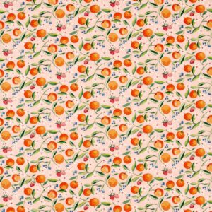 orange botanical cotton fabric from Studio G