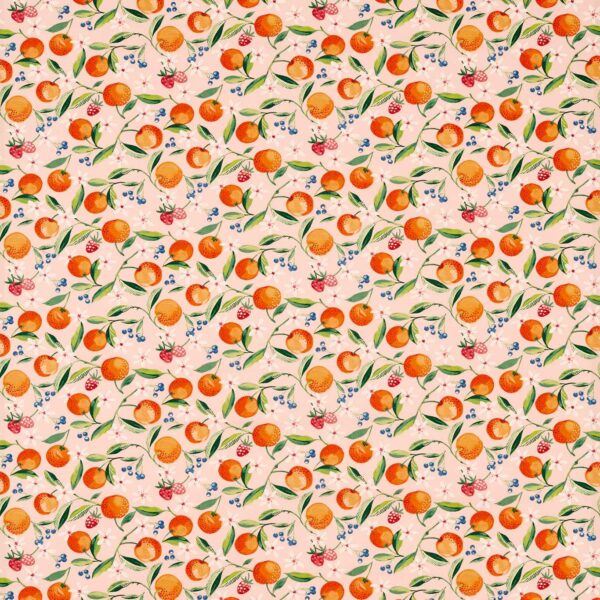 Orange Blossom Fabric - Blush by orange botanical cotton fabric from Studio G