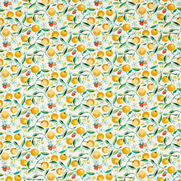 Orange Blossom Fabric - Citron by green botanical cotton fabric from Studio G