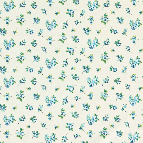 Rosebud Fabric - Cobalt by blue botanical cotton fabric from Studio G