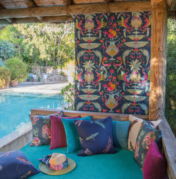 La Fuente Fabric - Navy / Turquoise / Cerise by La Fuente Fabric - Navy / Turquoise / Cerise from