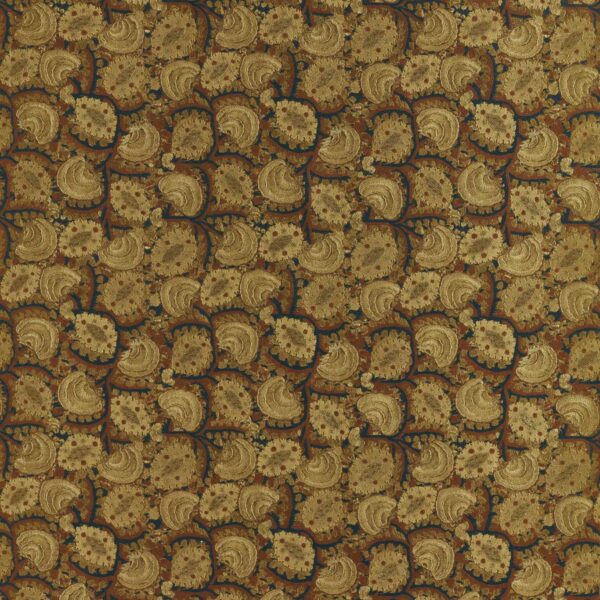 Suzani Archive Embroidery Fabric - Antique Gold / Ink by brown botanical embroideried fabric from Zoffany