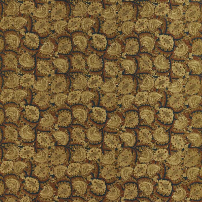 Suzani Archive Embroidery Fabric - Antique Gold / Ink swatch