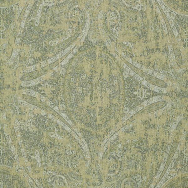 Elswick Paisley Fabric - Moss by green traditional cotton fabric from Zoffany