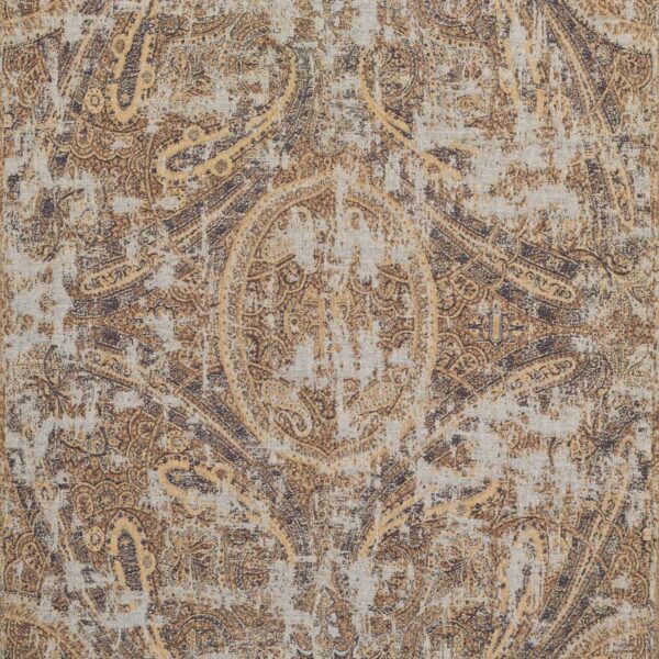 Elswick Paisley Fabric - Blue Umber by brown traditional cotton fabric from Zoffany