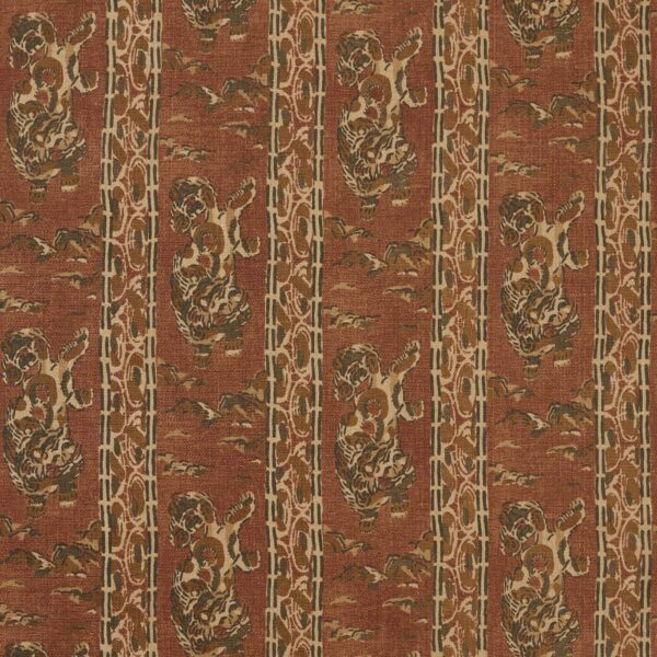 Tibetan Tiger Stripe Fabric - Russet by brown striped woven fabric from Zoffany