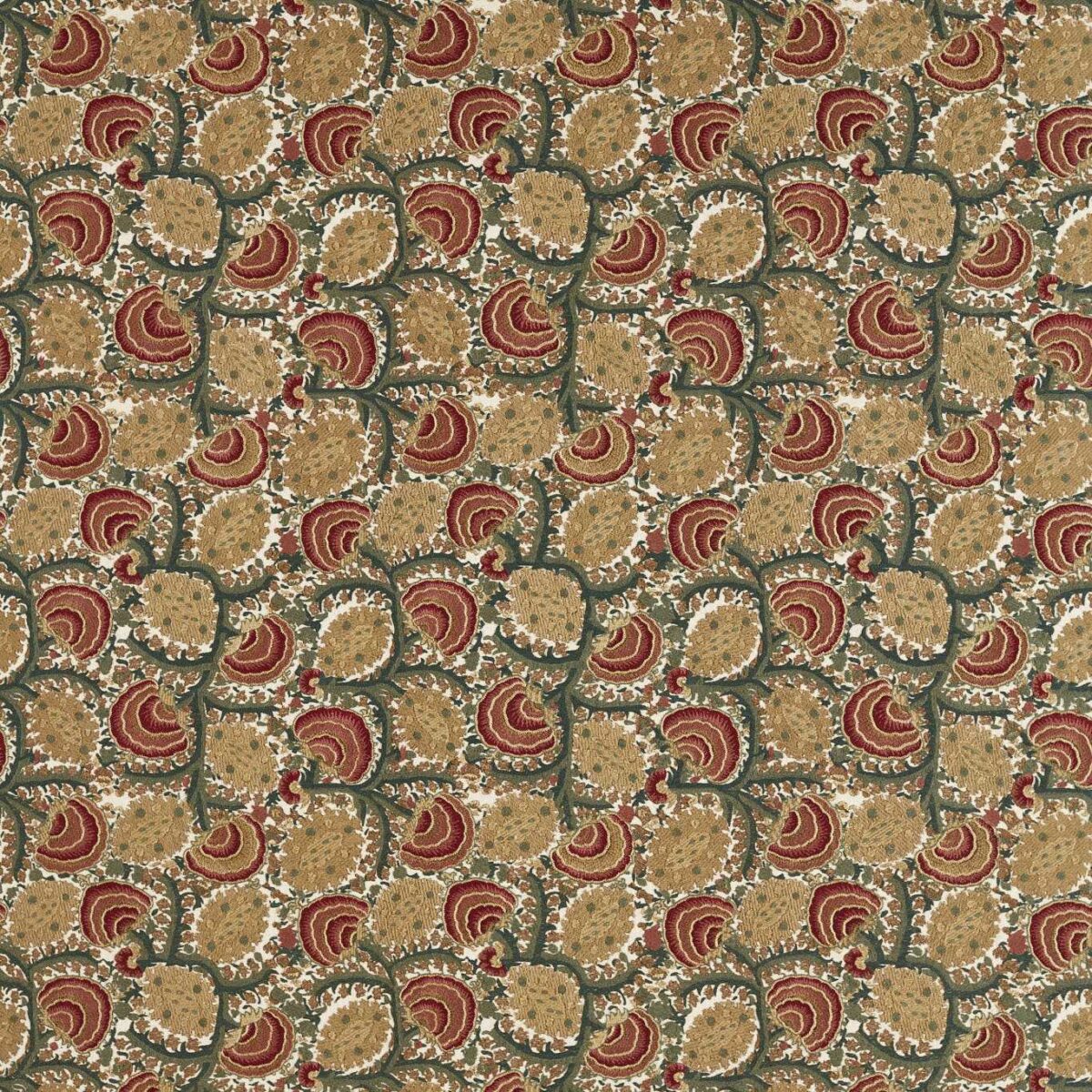 brown botanical embroideried fabric from Zoffany