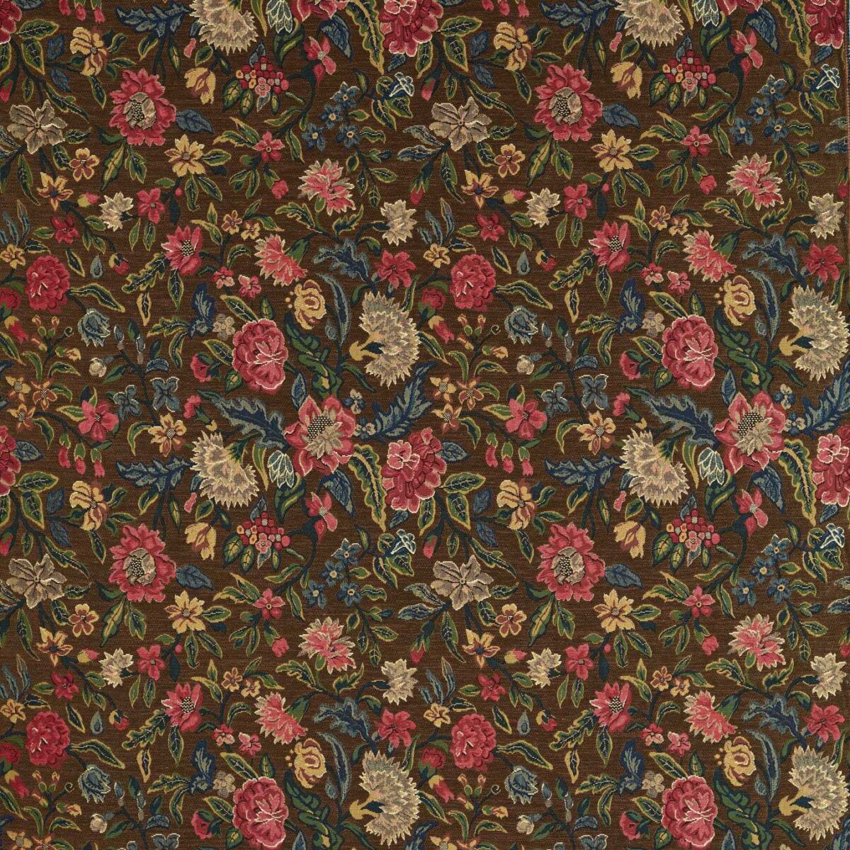 Blostma Tapestry Fabric - Tabac by brown botanical cotton fabric from Zoffany