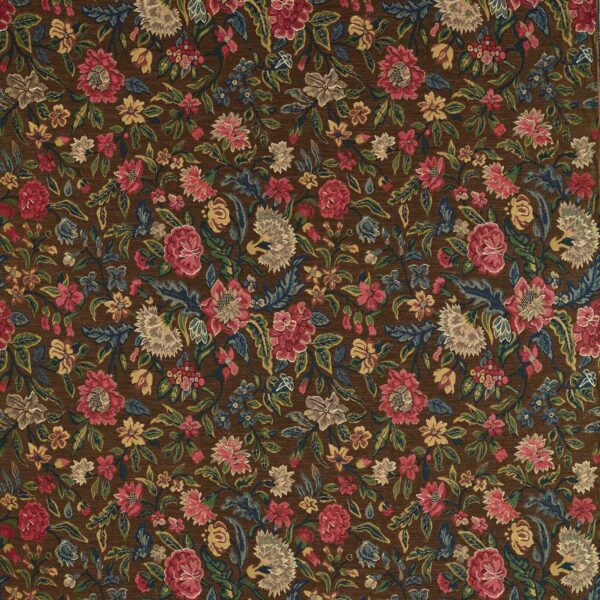 Blostma Tapestry Fabric - Tabac by brown botanical cotton fabric from Zoffany