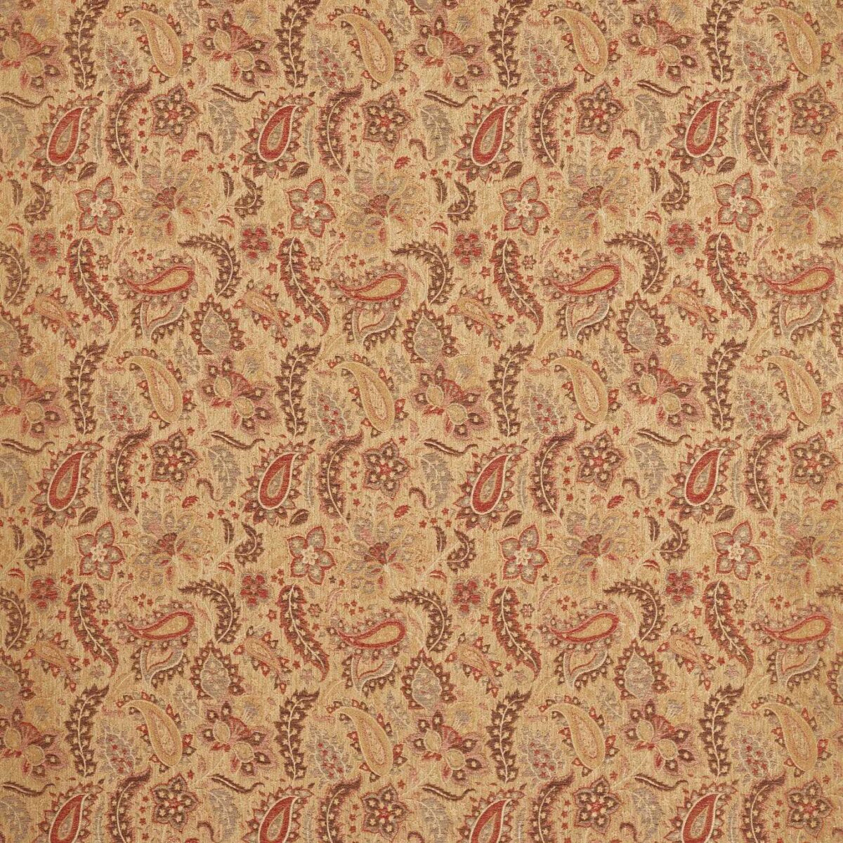 Caserta Paisley Fabric - Antique Gold by brown traditional linen fabric from Zoffany