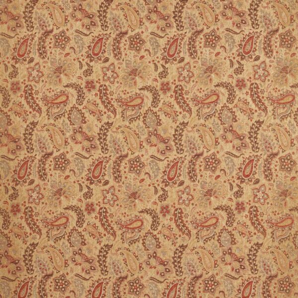 Caserta Paisley Fabric - Antique Gold by brown traditional linen fabric from Zoffany