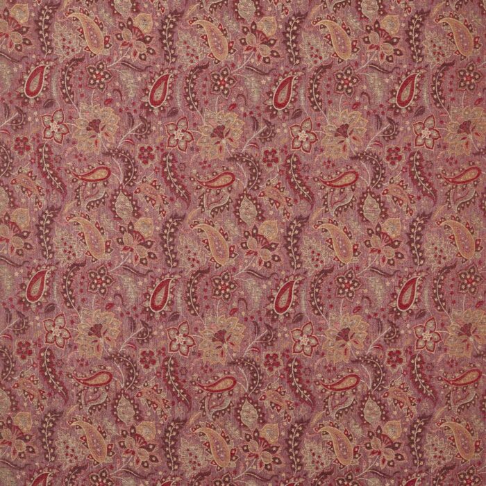 Caserta Paisley Fabric - Pale Ruby swatch
