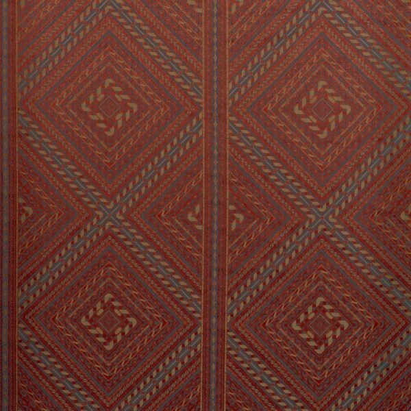 Marquetry Trellis Fabric - Venetian Red by red geometric cotton fabric from Zoffany