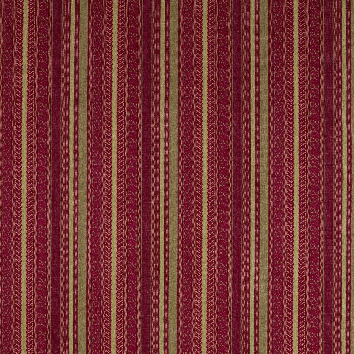 Andean Stripe Fabric - Cochineal / Sage by red striped embroideried fabric from Zoffany