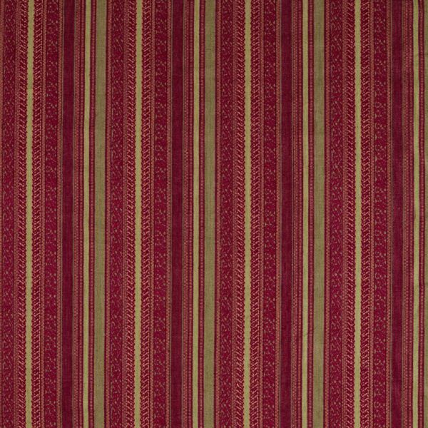 Andean Stripe Fabric - Cochineal / Sage by red striped embroideried fabric from Zoffany