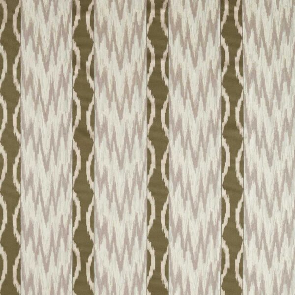 Embroidered Ikat Stripe Fabric - Green Stone by green striped embroideried fabric from Zoffany