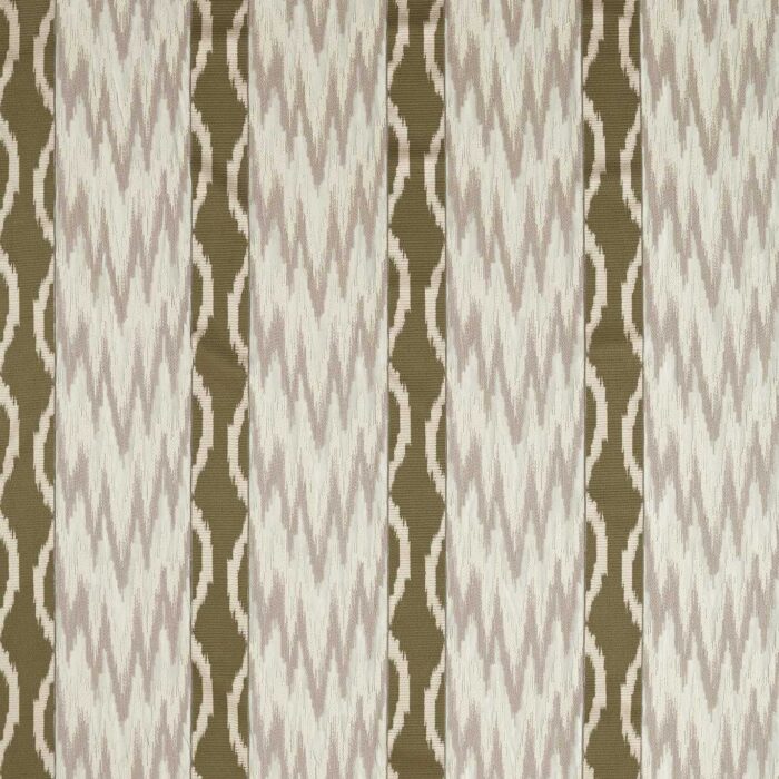 Embroidered Ikat Stripe Fabric - Green Stone swatch