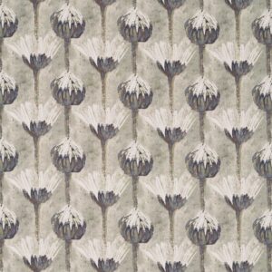 black-grey botanical linen fabric from Zoffany
