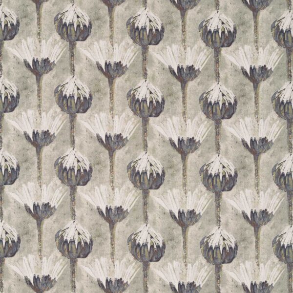 black-grey botanical linen fabric from Zoffany