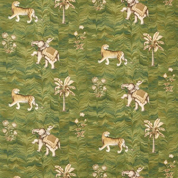 green animal linen fabric from Zoffany