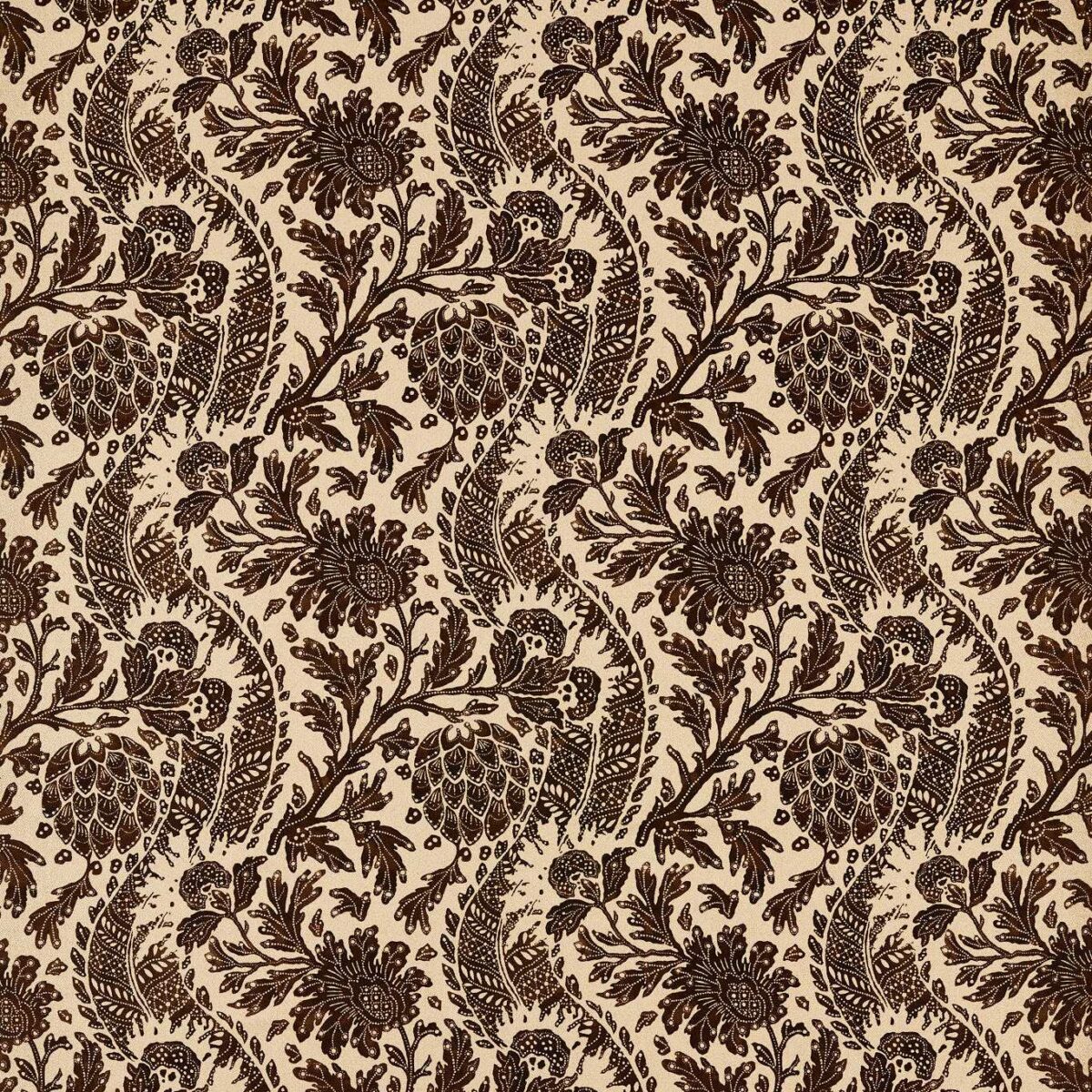 Cochin Fabric - Vine Black by black-grey botanical woven fabric from Zoffany