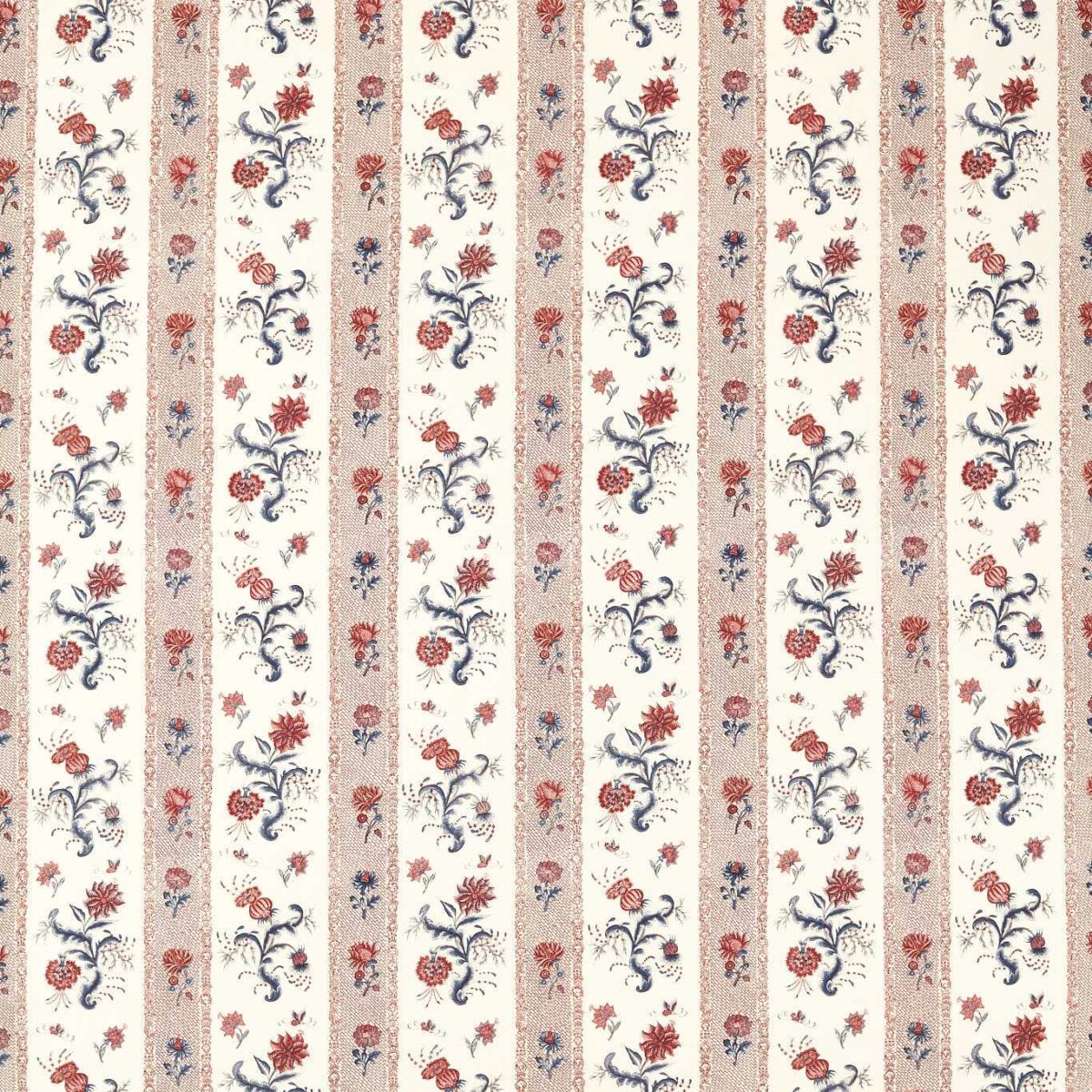 Papaver Stripe Fabric - Indigo / Madder by blue striped linen fabric from Zoffany