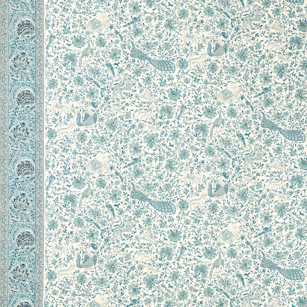 Mughal Menagerie Fabric - Mazarine Blue by blue misc linen fabric from Zoffany