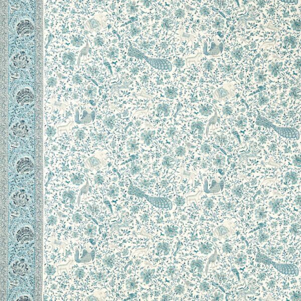 Mughal Menagerie Fabric - Mazarine Blue by blue misc linen fabric from Zoffany
