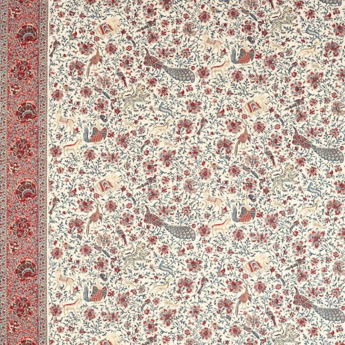 Mughal Menagerie Fabric - Indigo / Madder swatch