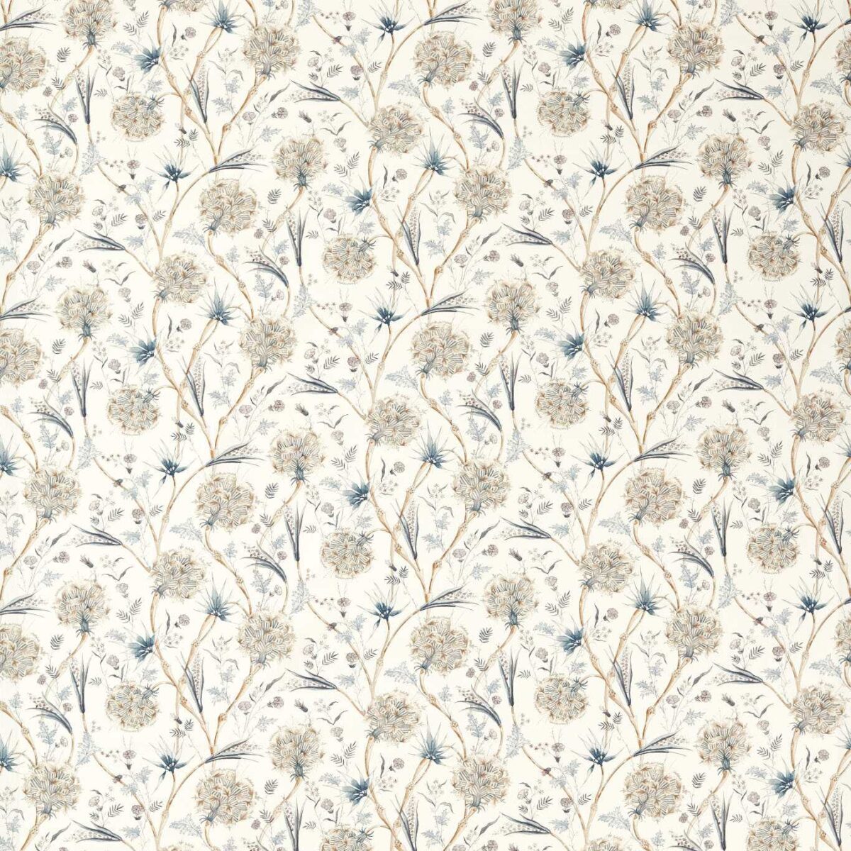 blue botanical cotton fabric from Zoffany