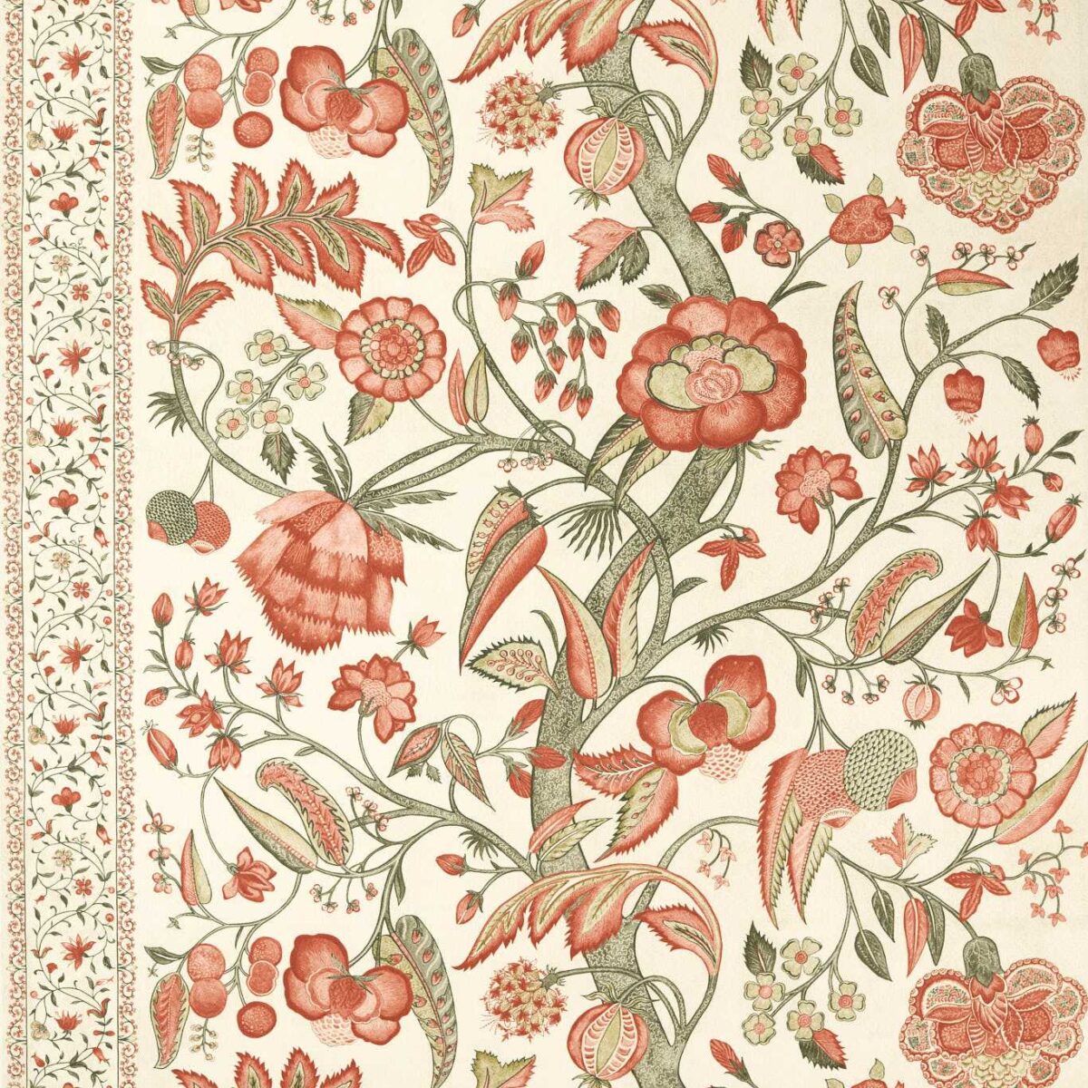 Artisan Palampore Fabric - Russet by green botanical linen fabric from Zoffany