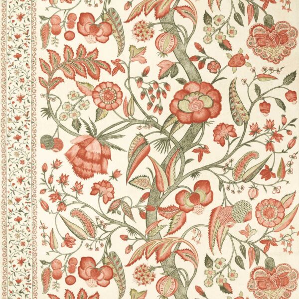 Artisan Palampore Fabric - Russet by green botanical linen fabric from Zoffany