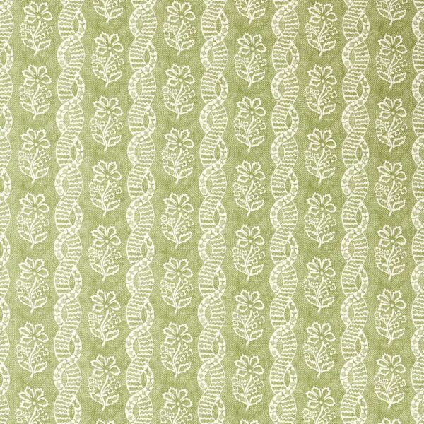 Dabu Stripe Fabric - Pale Olive by green striped cotton fabric from Zoffany