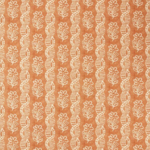 Dabu Stripe Fabric - Amber / Blush by orange striped cotton fabric from Zoffany