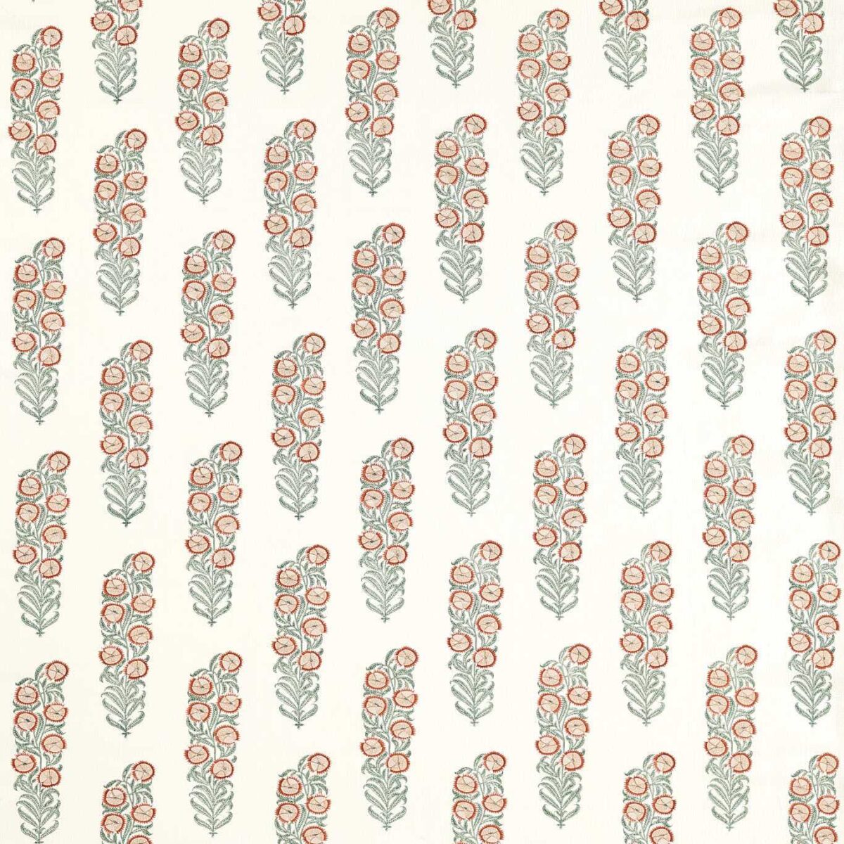 Sanganeri Block Print Fabric - Tuscan Pink / Eau de Nil by blue botanical linen fabric from Zoffany
