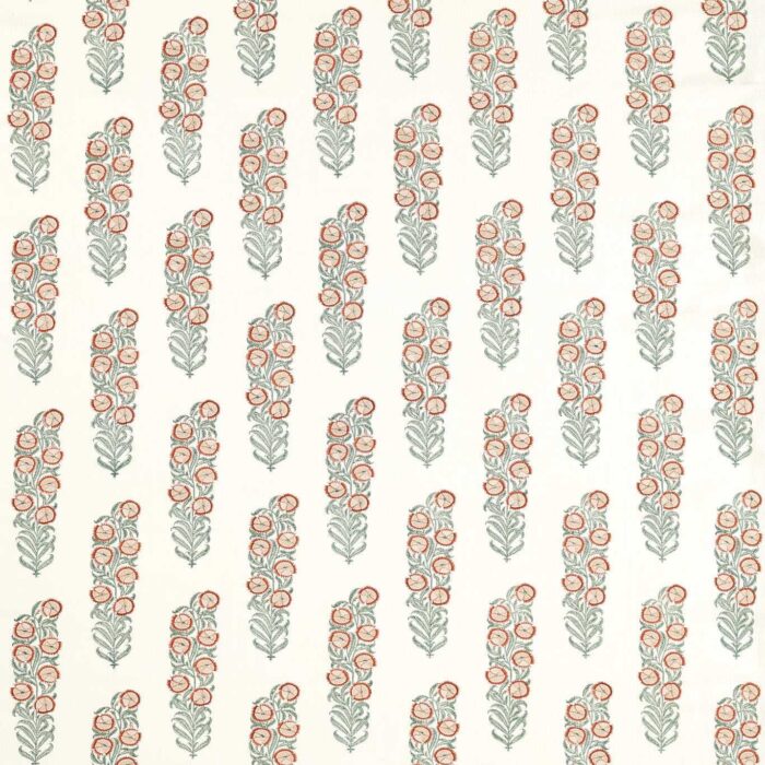 Sanganeri Block Print Fabric - Tuscan Pink / Eau de Nil swatch