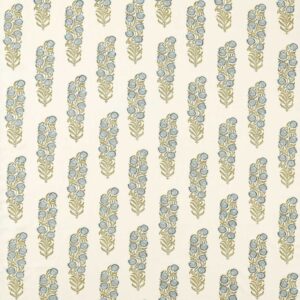 blue botanical linen fabric from Zoffany
