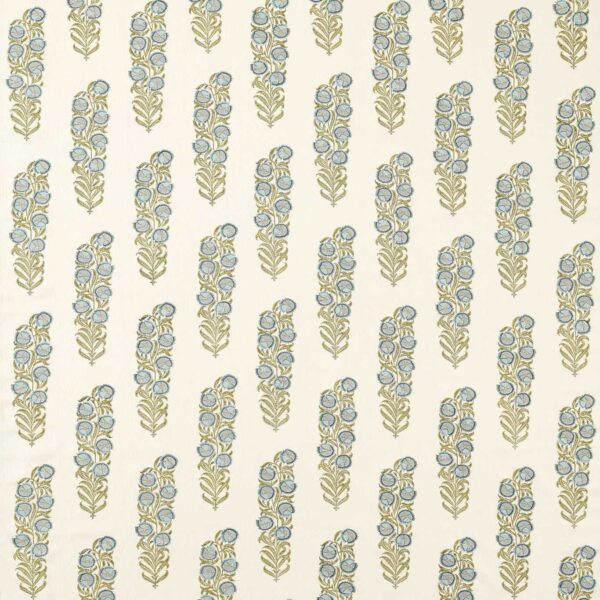 blue botanical linen fabric from Zoffany