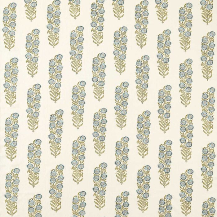 Sanganeri Block Print Fabric - Tempest / Olive swatch
