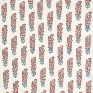 blue botanical linen fabric from Zoffany